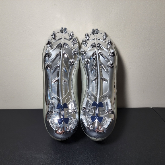 Under Armour Nitro Pro Mens Football Cleats Gray/Navy Blue 1287490-101 Size 10.5 - Picture 9 of 11